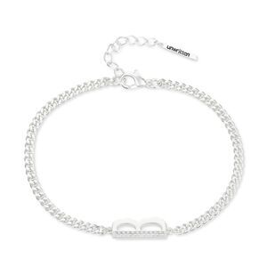 Unwritten Fine Silver Plate Cubic Zirconia Initial B 7”+1” Bracelet